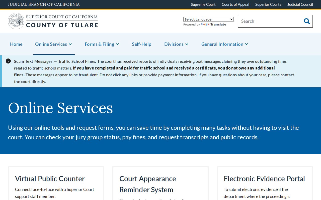 Porterville public records court online services options